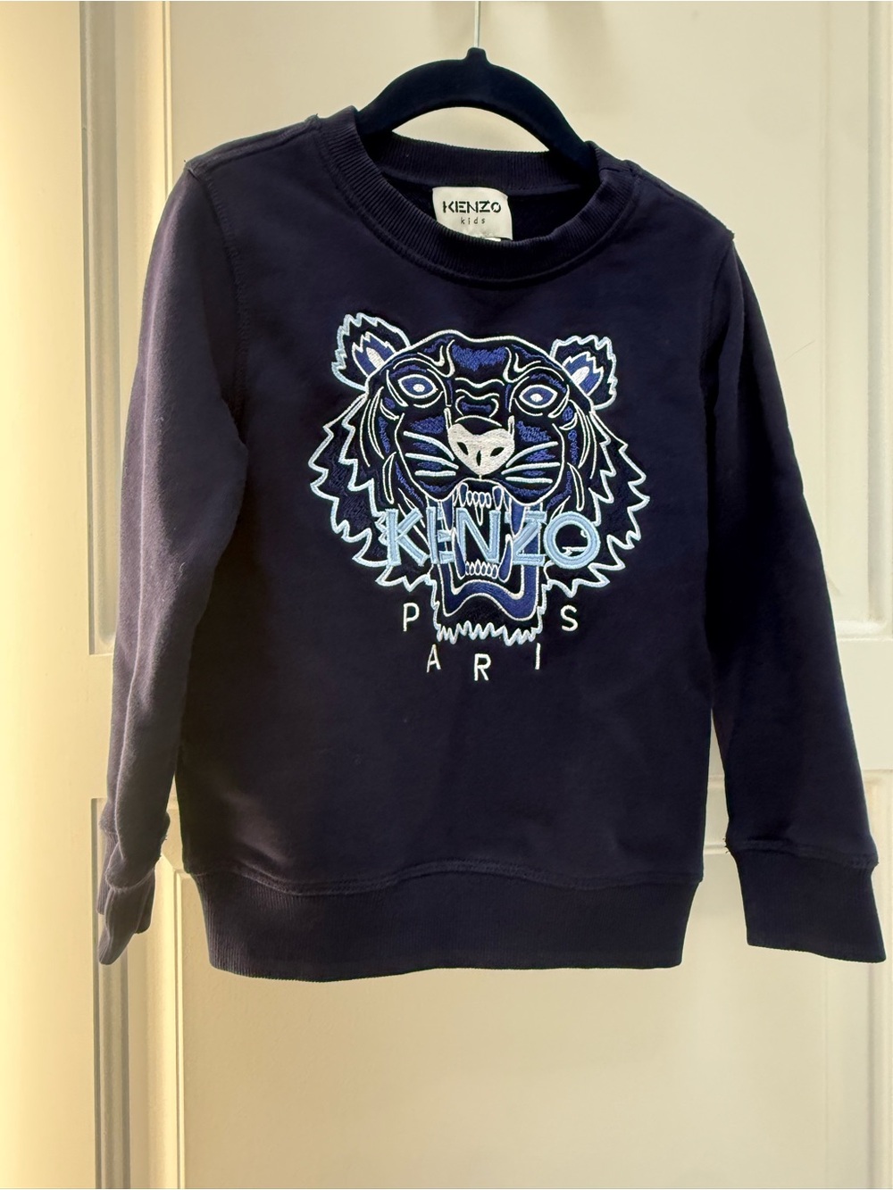 Kenzo Kids Navy Sweatshirt with Blue & White Tiger Embroidery